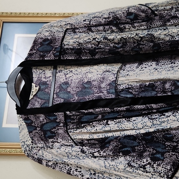 Boutique Kimono Cardigan Snake print velvet trim  Bohemian retro festival  party - Picture 3 of 8